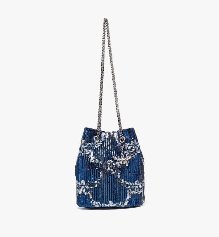 MCM Himmel Bucket Bag in Sequin Monogram Leather Descuento por venta flash