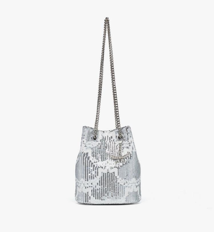 MCM Himmel Bucket Bag in Sequin Monogram Leather Ofertas especiales