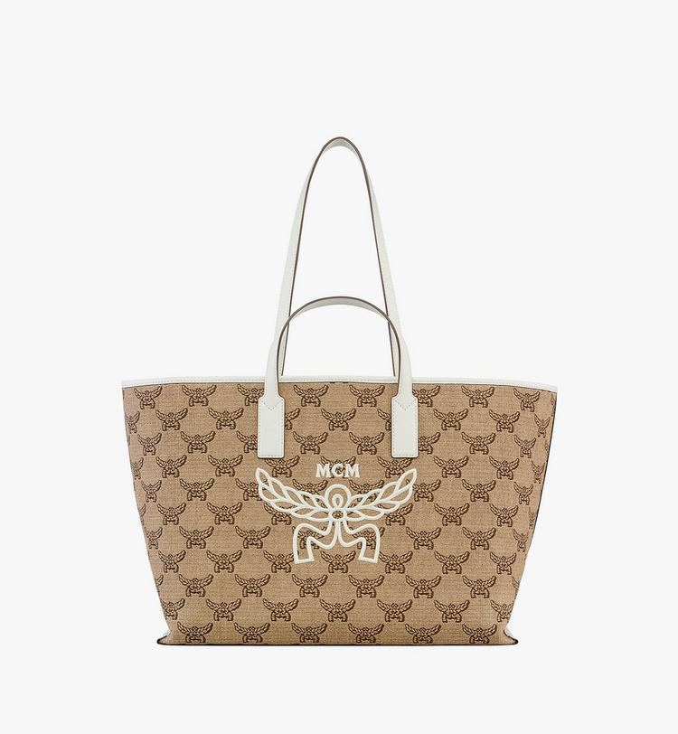 MCM Himmel Shopper in Lauretos Raffia Jacquard Envío gratis