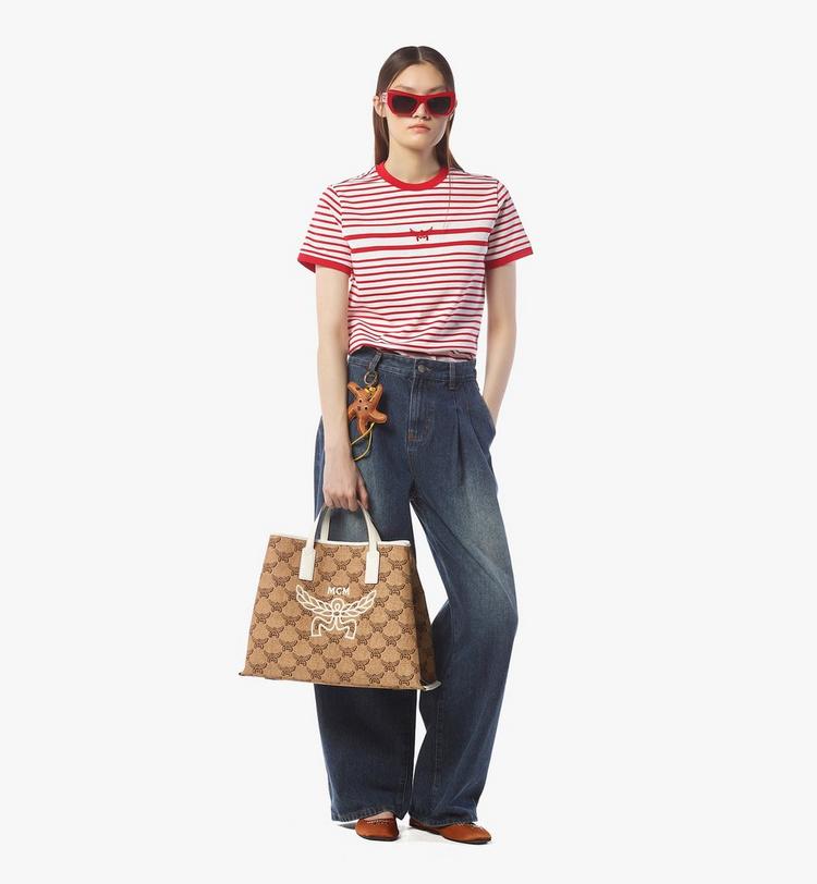 MCM Himmel Shopper in Lauretos Raffia Jacquard Envío gratis